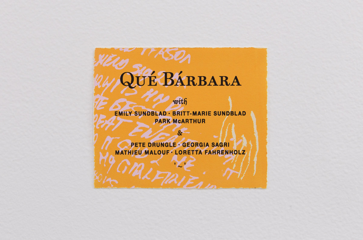 Qué Bárbara Film Poster, Designed by Bill Hayden, 2015. Silkscreen. 5 ½ x 6 ⅜ inches.