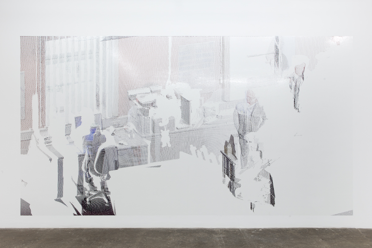 kbo-Isar-Amper-Klinikum, Labor (kbo Isar-Amper Clinic, Lab), 2015. Digital print on clear film. 104 ½ x 192 ⅜ inches.