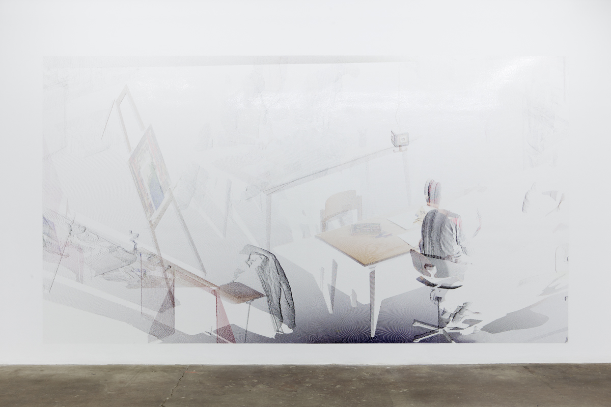 kbo-Isar-Amper-Klinikum, Kunsttherapie I (kbo Isar-Amper Clinic, Art Therapy I), 2015. Digital print on clear film. 104 ½ x 192 ⅜ inches.