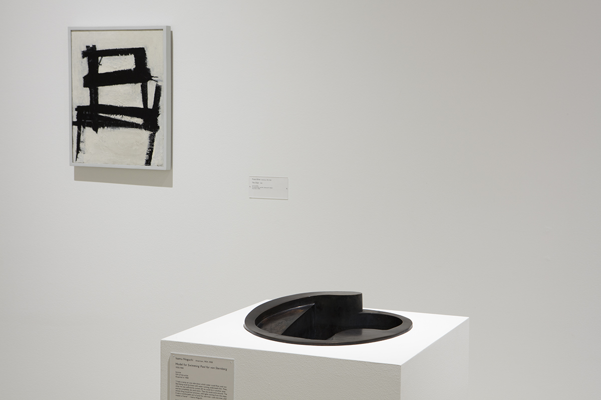 Isamu Noguchi (American, 1904–1988) Model for Swimming Pool for von Sternberg , 1935/1980. Bronze, 6-3/8 x 14-1/4 x 15-1/4”. Collection Walker Art Center, Minneapolis / Gift of the Artist, 1980. Installed in Walker Art Center's Gallery 4. Photo courtesy of Walker Art Center.