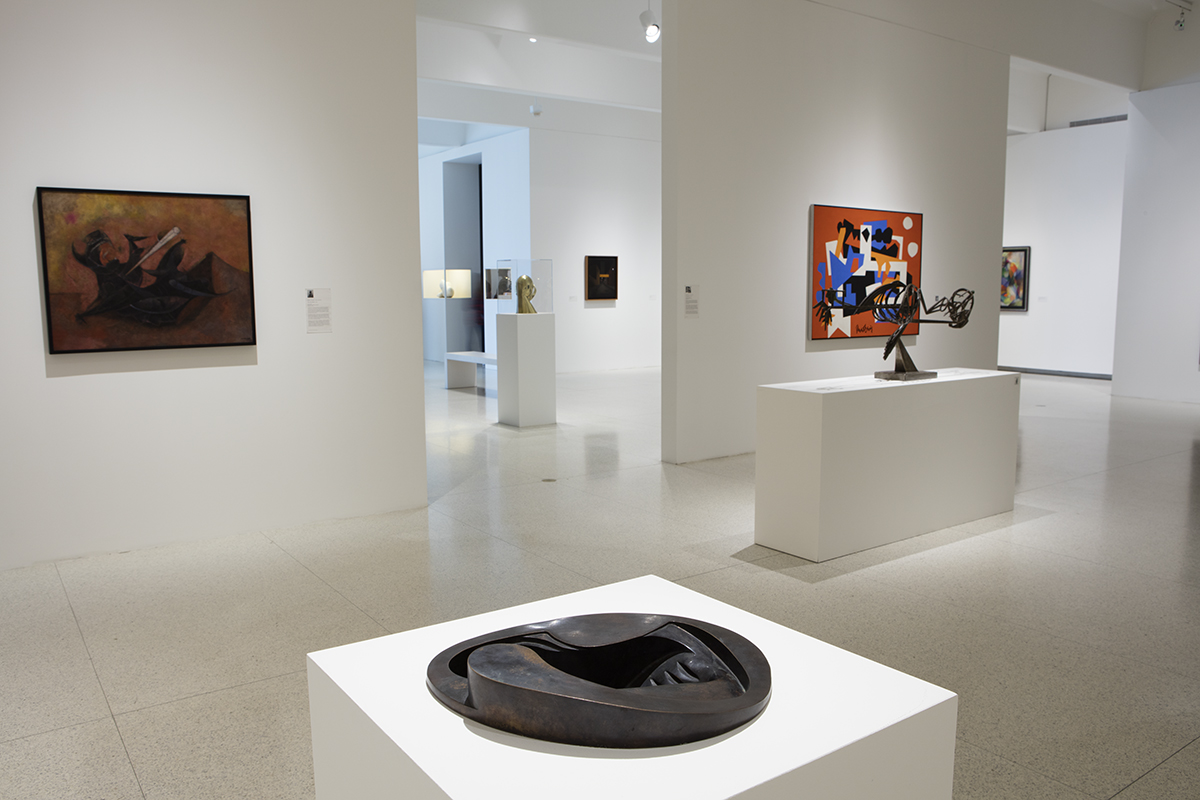 Isamu Noguchi (American, 1904–1988) Model for Swimming Pool for von Sternberg , 1935/1980. Bronze, 6-3/8 x 14-1/4 x 15-1/4”. Collection Walker Art Center, Minneapolis / Gift of the Artist, 1980. Installed in Walker Art Center's Gallery 4. Photo courtesy of Walker Art Center.