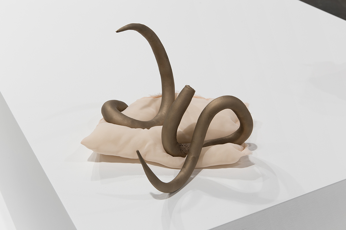 Kelly Akashi, Spirals, 2015. Bronze, organza, and wool. Courtesy the artist and François Ghebaly Gallery, Los Angeles.