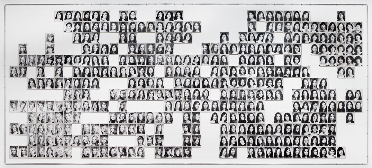 Large Grid, F (Midway Version), 1974 - Present. Laser print on board, monofilament, lead anchors, aluminum. 143 x 323 x 1 inches.