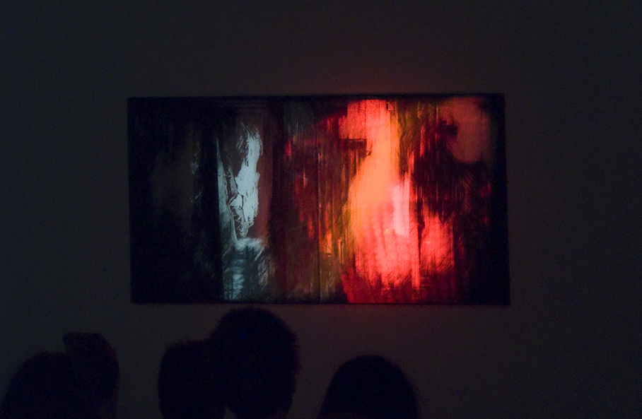 Raha Raissnia, Lapsus, 2010. Performance with 35mm slides, 16mm film, paintings. Tapes by Charles Curtis.