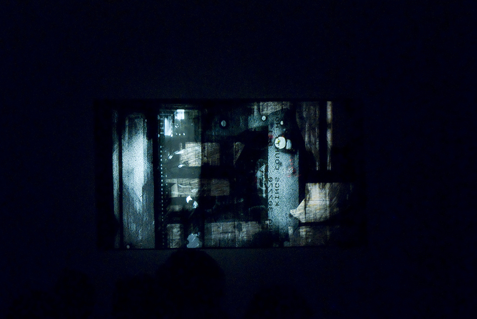 Raha Raissnia, Lapsus, 2010. Performance with 35mm slides, 16mm film, paintings. Tapes by Charles Curtis.