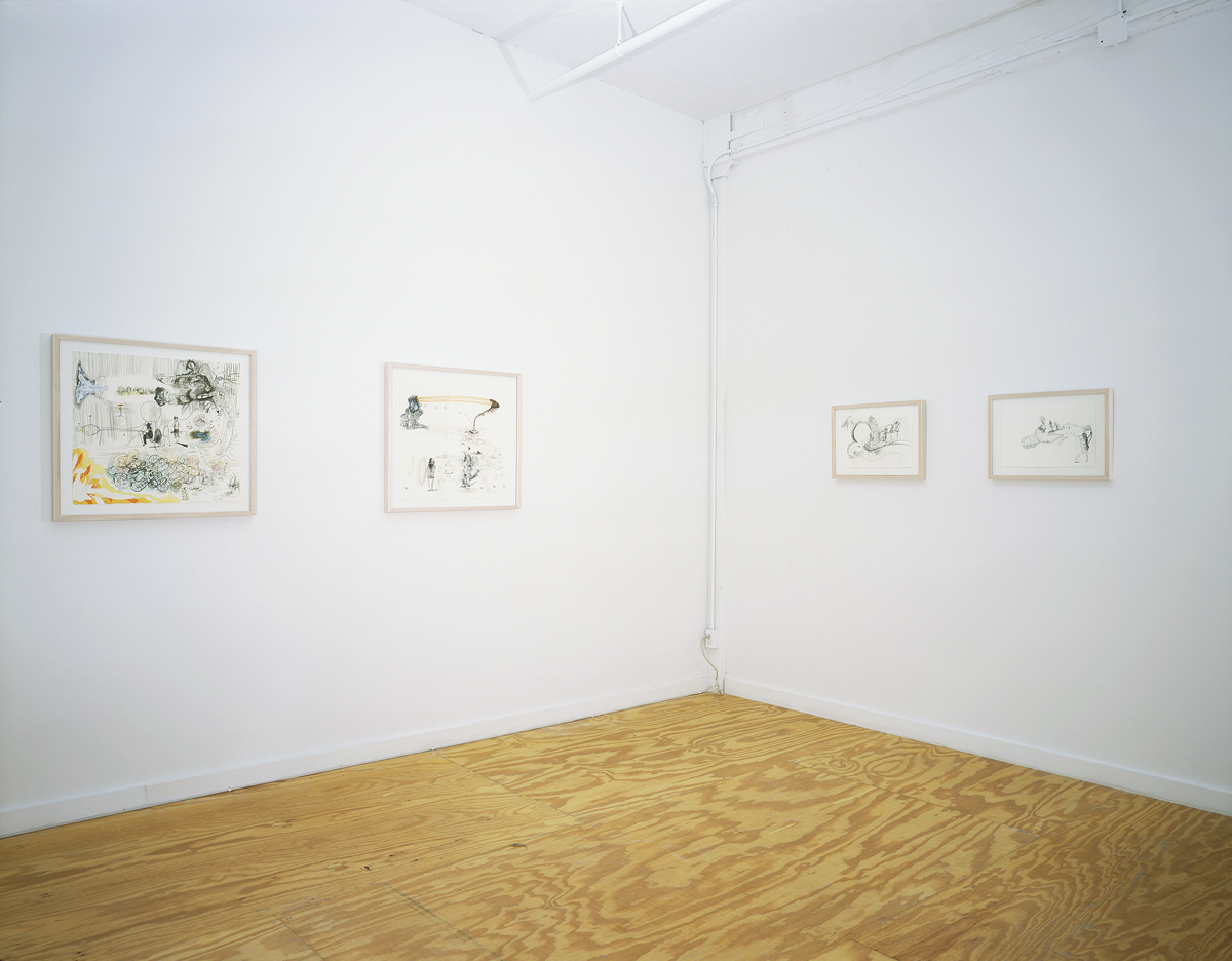 Jorge Queiroz, 4 works, all Untitled, 2001. Mixed media on paper.