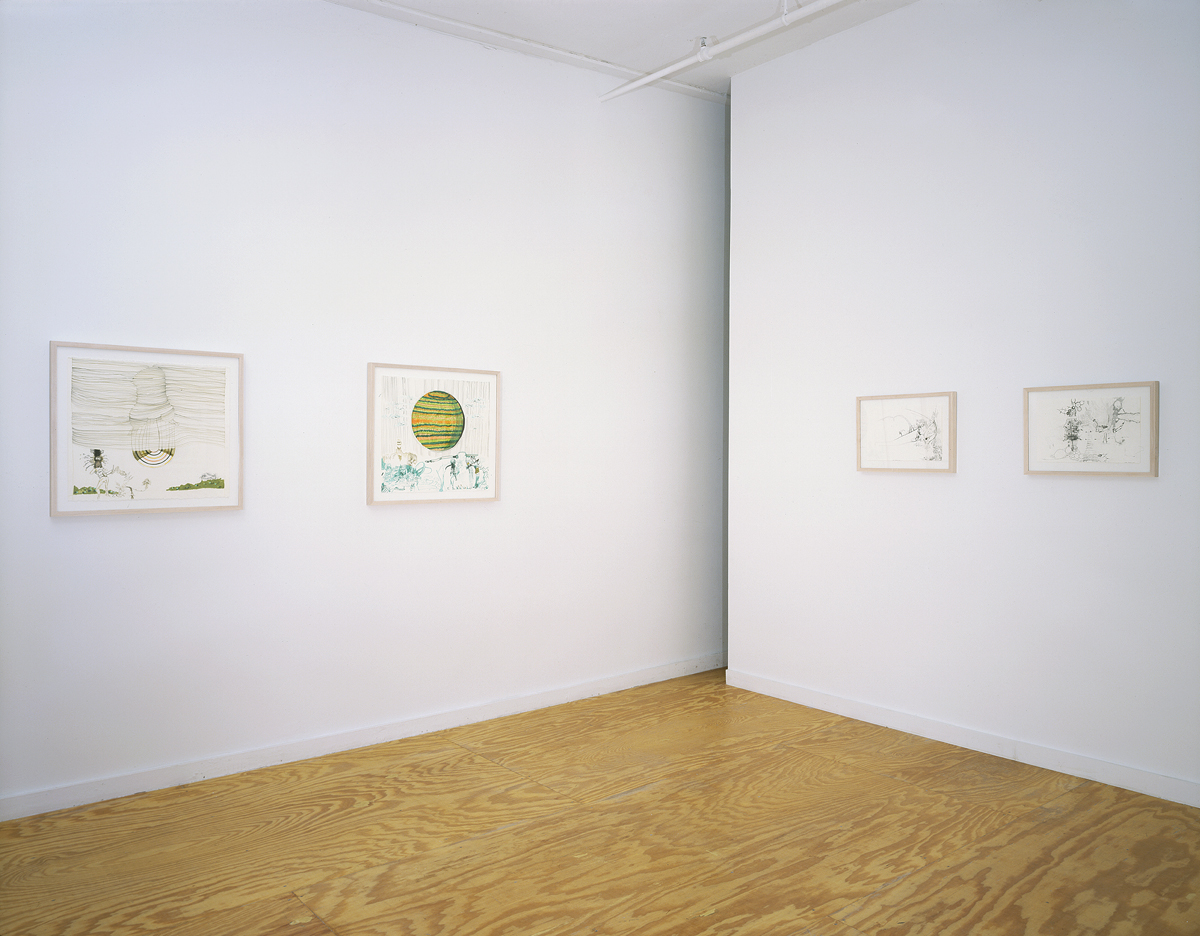 Jorge Queiroz, 4 works, all Untitled, 2001. Mixed media on paper.