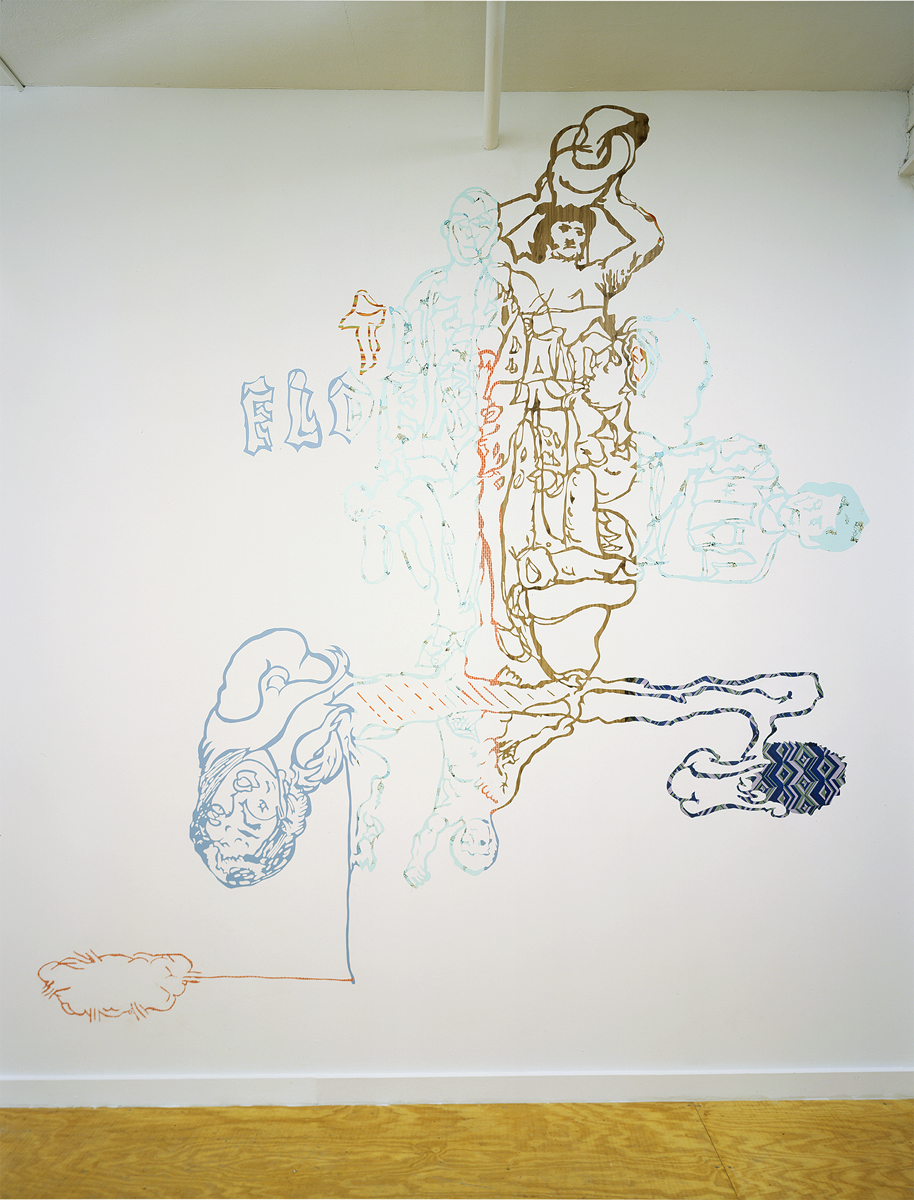 Santiago Cucullu, “The multi-facted T.O.A.”, 2001. Contact paper. 10 feet x 9 feet 3 inches.