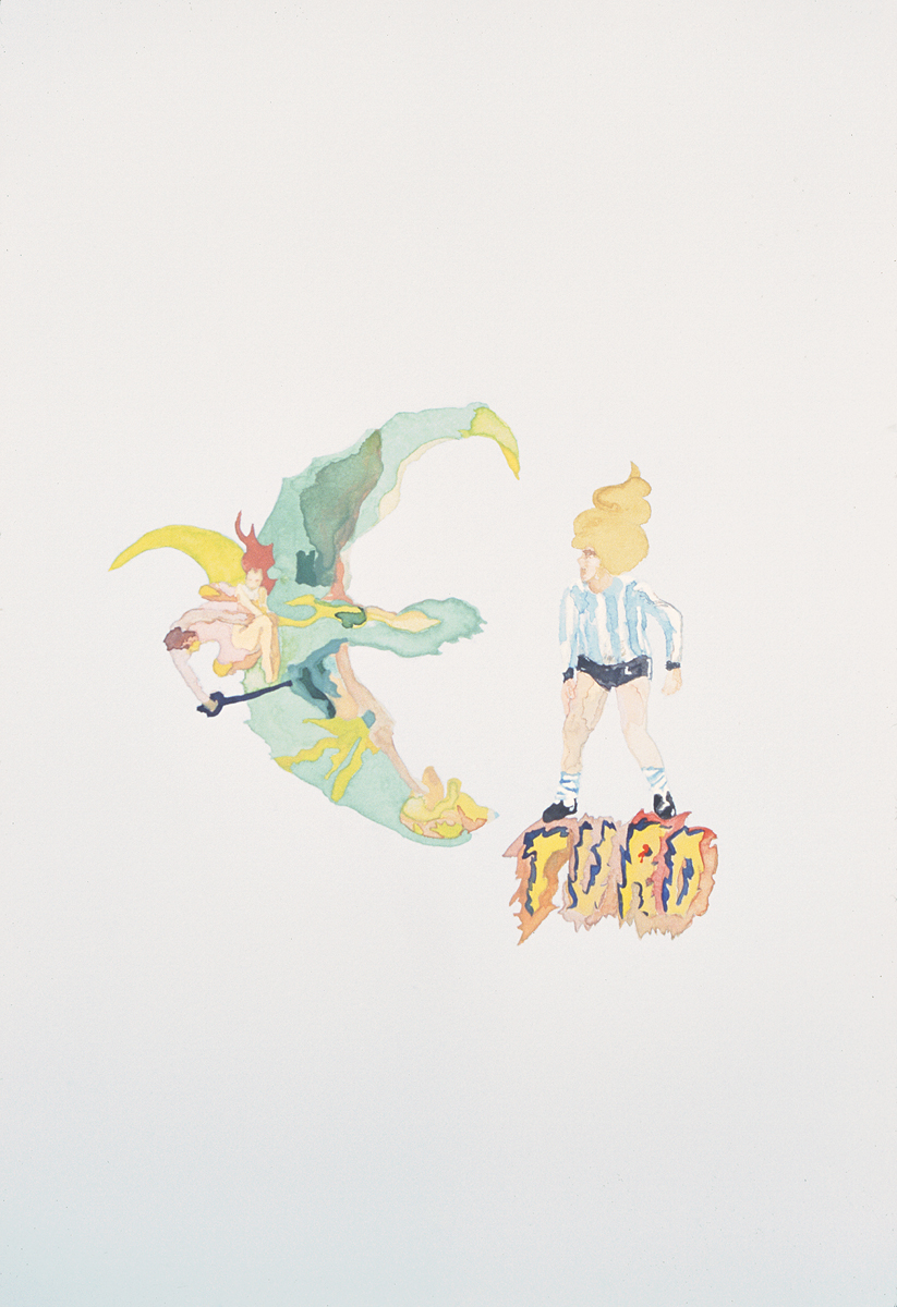 Santiago Cucullu, “Loverunderground.”, 2001. Watercolor on paper. 19 ¼ x 12 ½ inches.